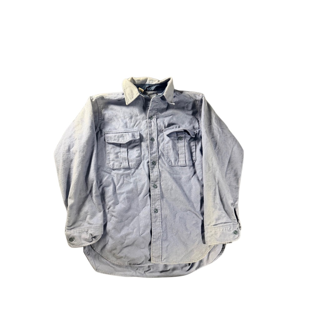 Vintage 70s Alta Blue Chamois Button Down Shirt Mens Large 100% Cotton USA Made